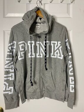 Victoria's Secret PINK Gray Zip-Up Hoodie with White Logo #6